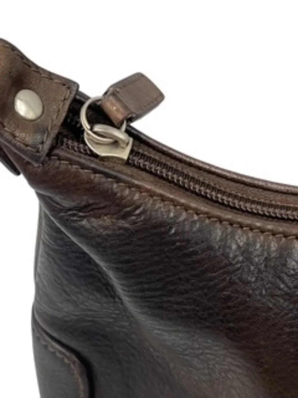 Vintage Fossil Hobo Bag Design Dark Brown Purse Leather Baguette Shoulder Bag